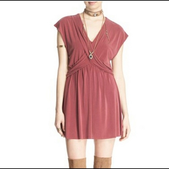 Free People Criss Cross Mini Dress in Mulberry - Picture 1 of 7